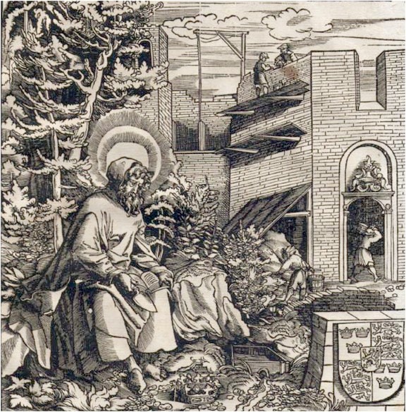 Wunibald beim Bau des Klosters